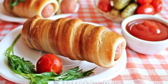 Сосиски в тесте без дрожжей