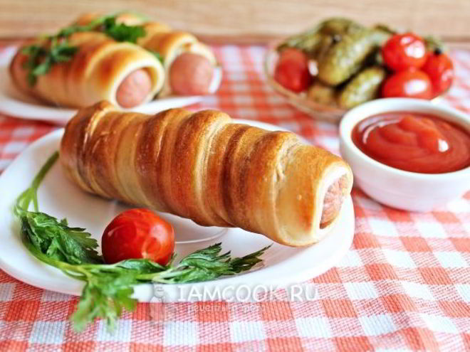 Рецепт сосисок в тесте без дрожжей