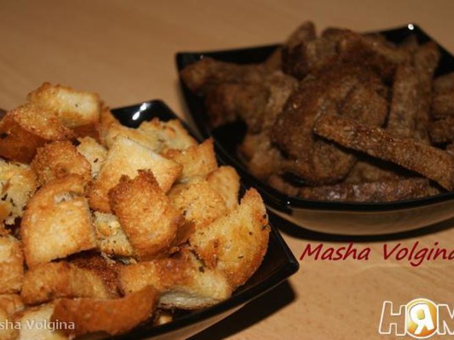 Рецепт сухариков белых и черные