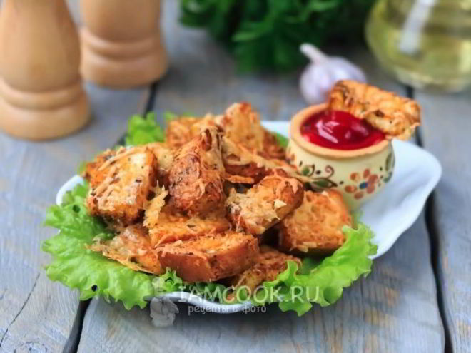 Рецепт сухариков с сыром в духовке