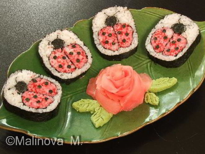 Рецепт кадзарей-суш божья коровка