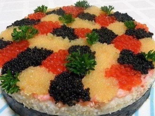 Рецепт суш-торта три икринки