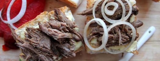 сэндвич с томленой телятиной, запеченным перцем и дор блю. Шаг 4