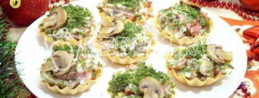 тарталетки с грибами праздничные. Шаг 12