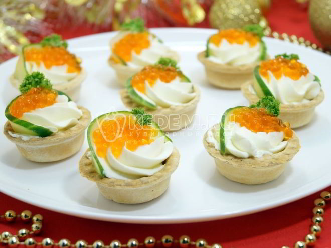 Рецепт тарталеток с красной икрой праздничные