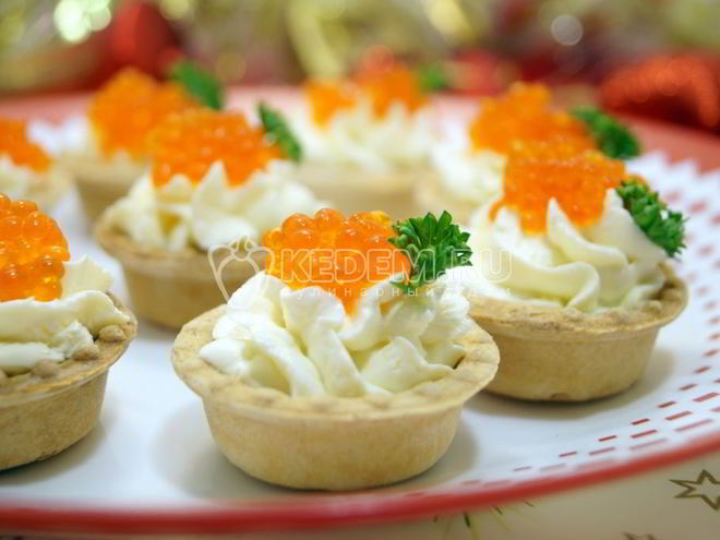 Рецепт тарталеток с красной икрой