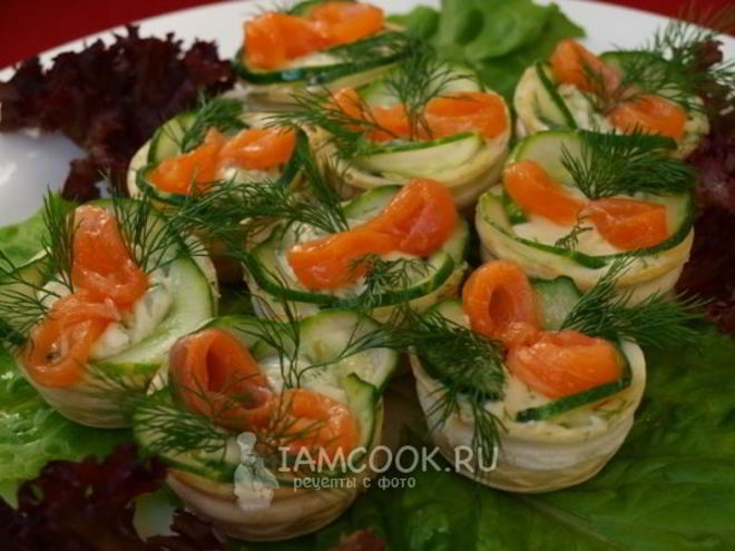 Рецепт тарталеток с красной рыбой