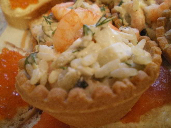 Рецепт тарталеток с креветочным салатом