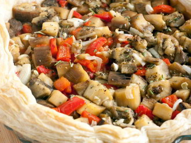 Рецепт быстрого тарта с баклажанами