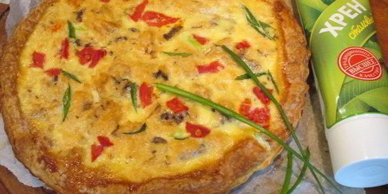 Тарт с лососем и овощами