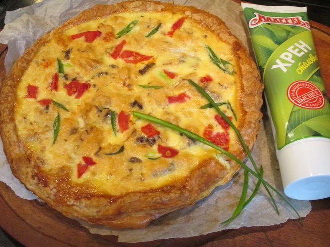 Рецепт тарта с лососем и овощами