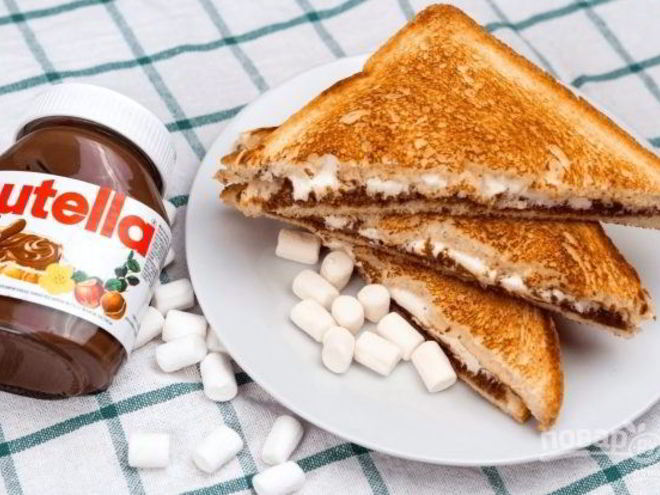 Рецепт тоста с нутеллой и маршмеллоу