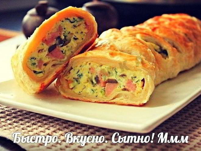 Рецепт яичницы-болтуньи в слоеном тесте