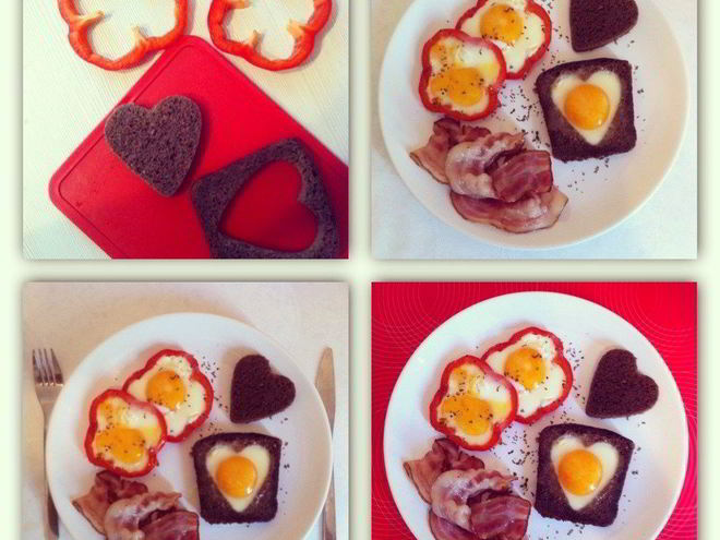 Рецепт яичницы в хлебе и сладком перце