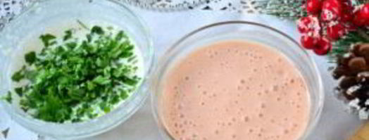 двухцветное заливное с ветчиной и маринованными огурцами. Шаг 5