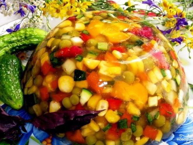 Рецепт вегетарианского заливного