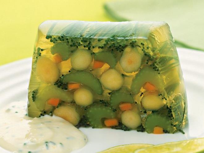 Рецепт заливного из сельдерея, моркови и спаржи