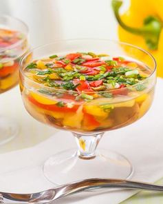 Заливное из шампиньонов и сладкого перца в мультиварке