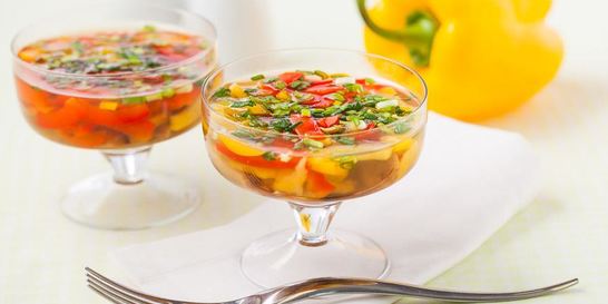 Заливное из шампиньонов и сладкого перца в мультиварке