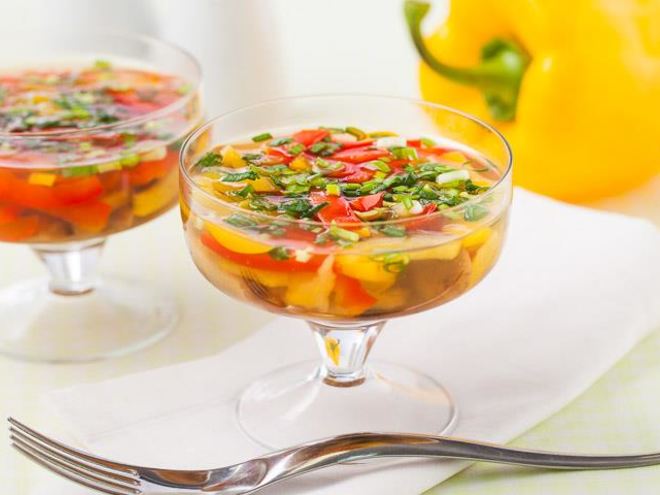 Рецепт заливного из шампиньонов и сладкого перца в мультиварке