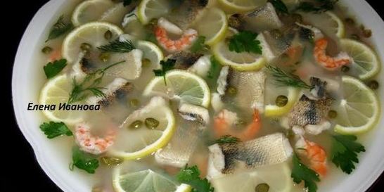 Заливное из судака и креветок