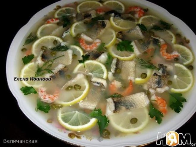 Рецепт заливного из судака и креветок