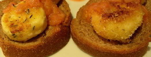 жареный козий сыр с ревеневым соусом. Шаг 9