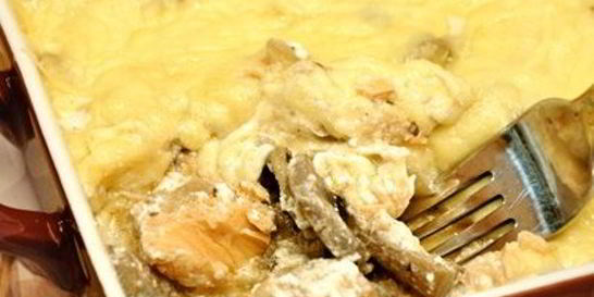 Жульен с рыбой и грибами