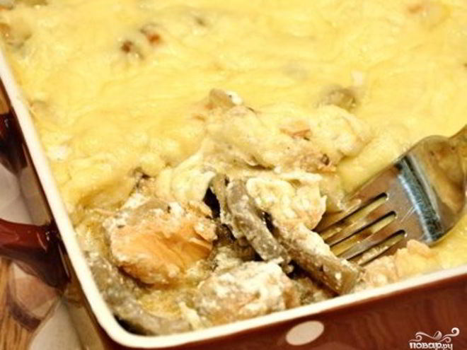 Рецепт жульена с рыбой и грибами