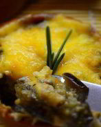 Жульен с вешенками и баклажанами