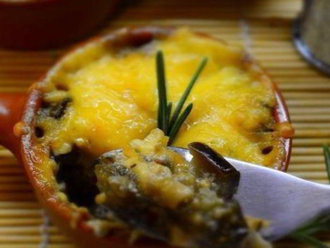 Рецепт жульена с вешенками и баклажанами