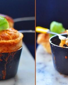 Жюльен из красного окуня с крышечками из слоеного теста